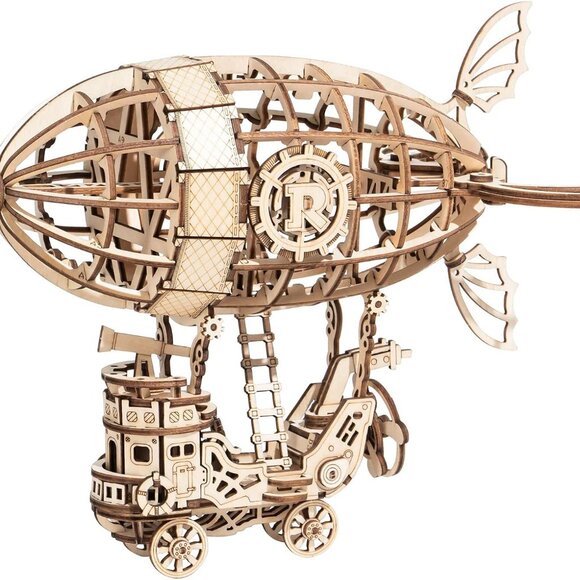 Wooden Airship Hot Air Balloon Model Bookshelf Desk Decor Steampunk Retro Steam - Picture 5 of 16